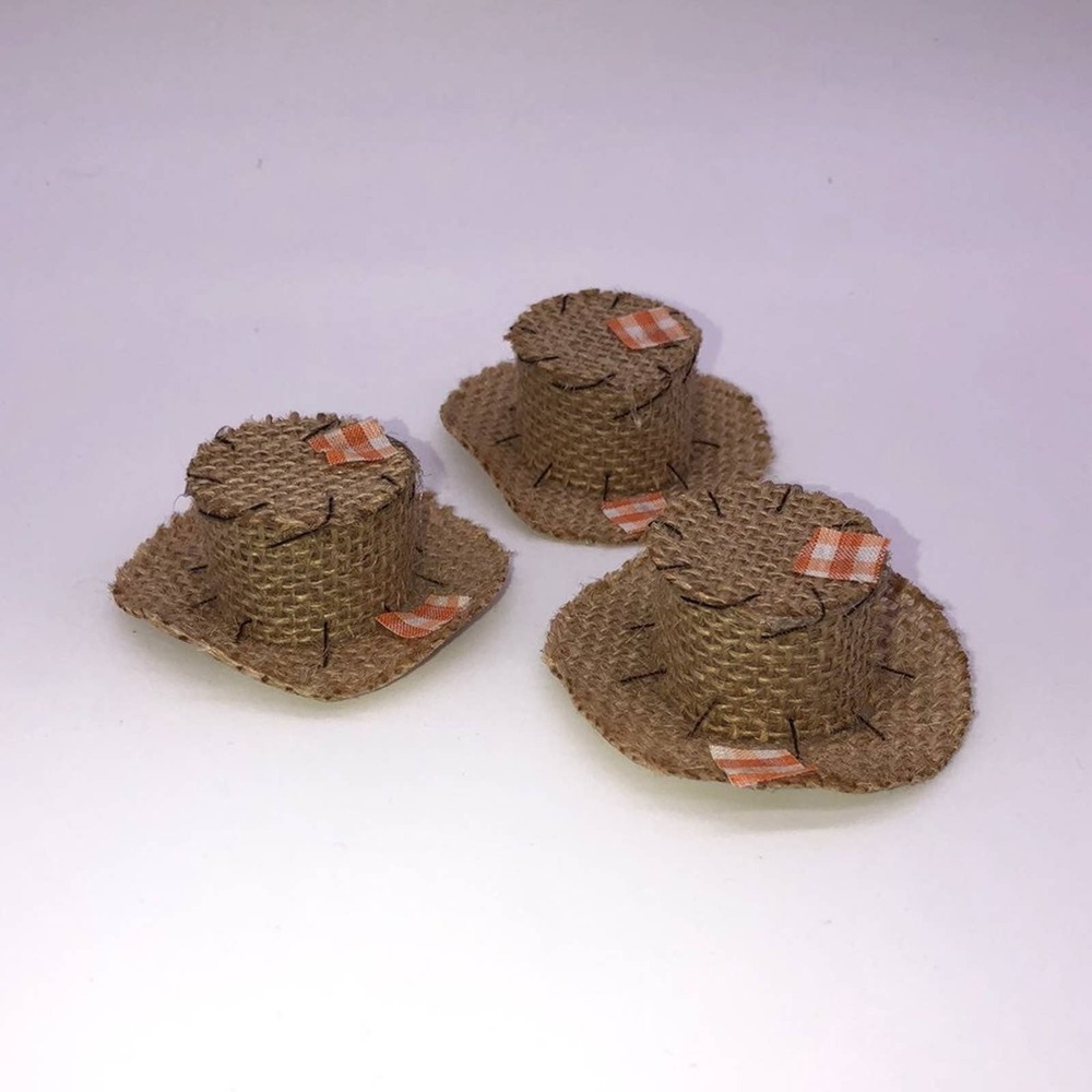 Set of 3 Mini Fall Scarecrow Hats to fit Judgmental Crows Birds NEW